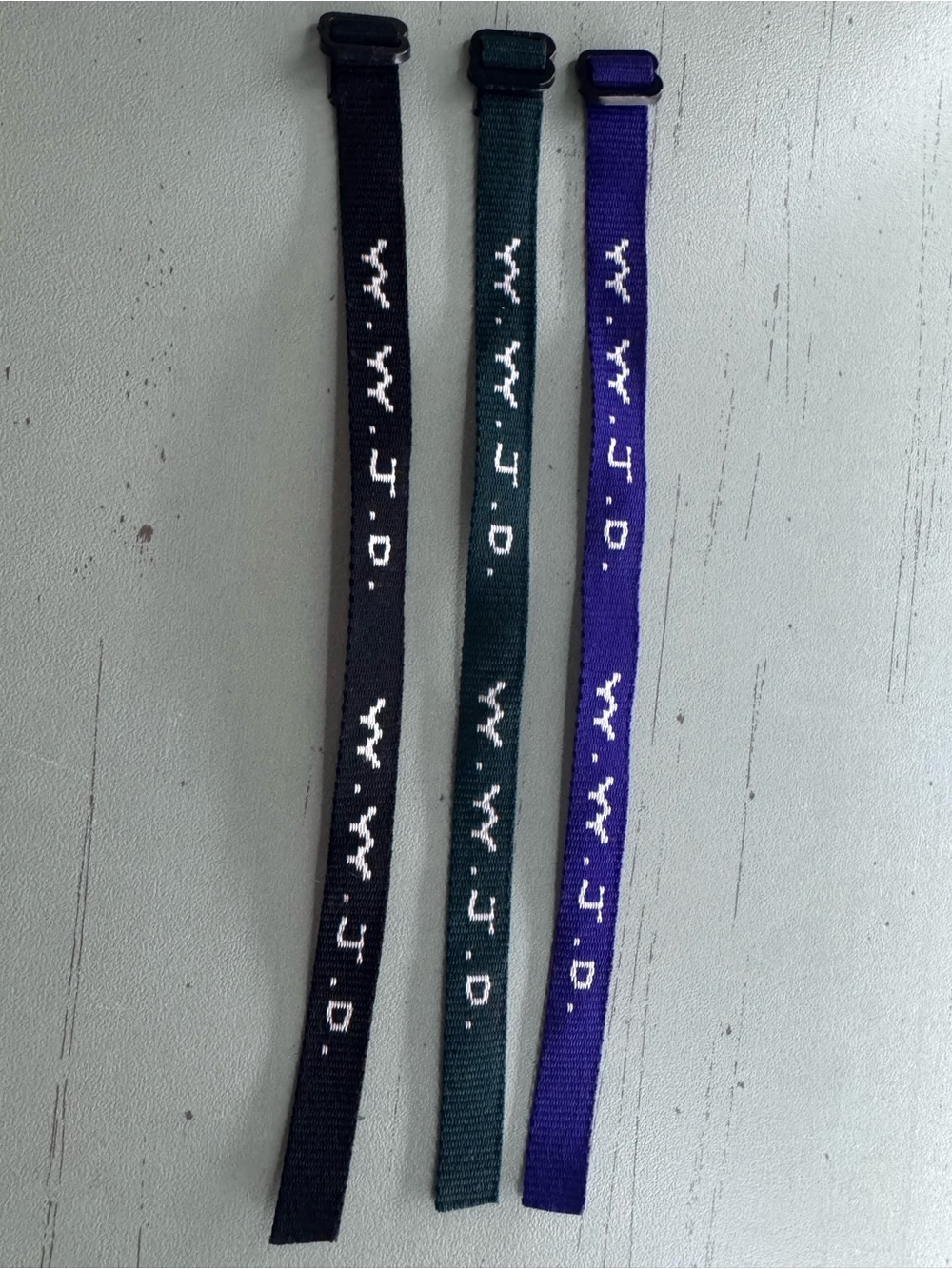 W.J.D. Woven Fabric Bracelet - Black, Green, Purple